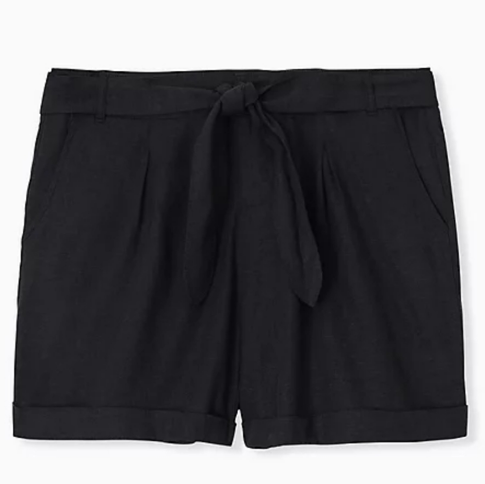 Nwt Self Tie Linen Black Torrid Shorts 12